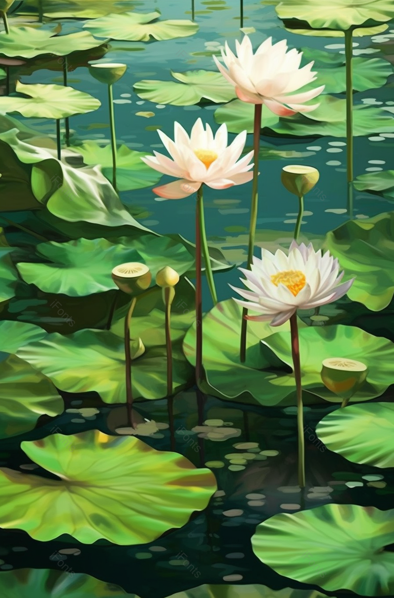 莲蓬夏天夏至荷花盛开开花荷叶植物水面户外景色自然插画,插画/手绘图,插画/手绘图库,插画/手绘图下载,插画/手绘